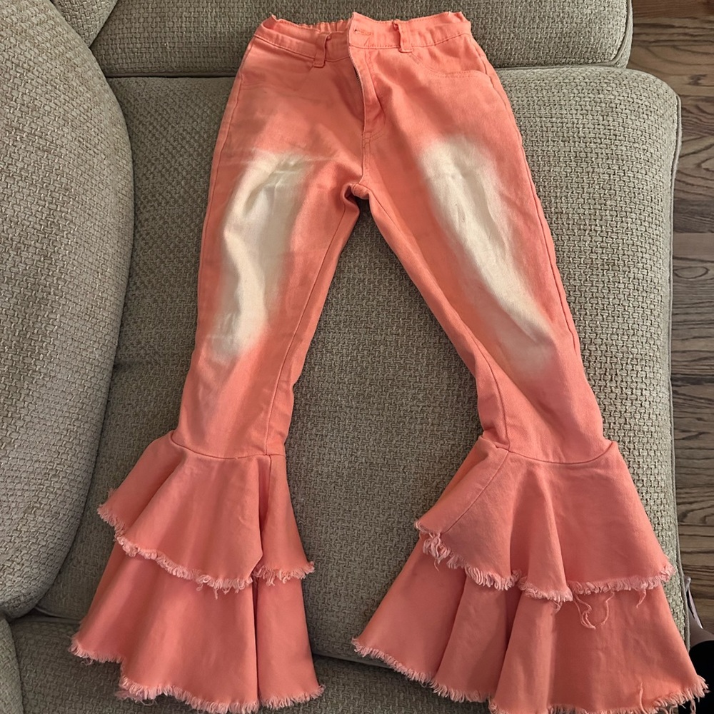 Girls size 8/9 peach color bell bottoms